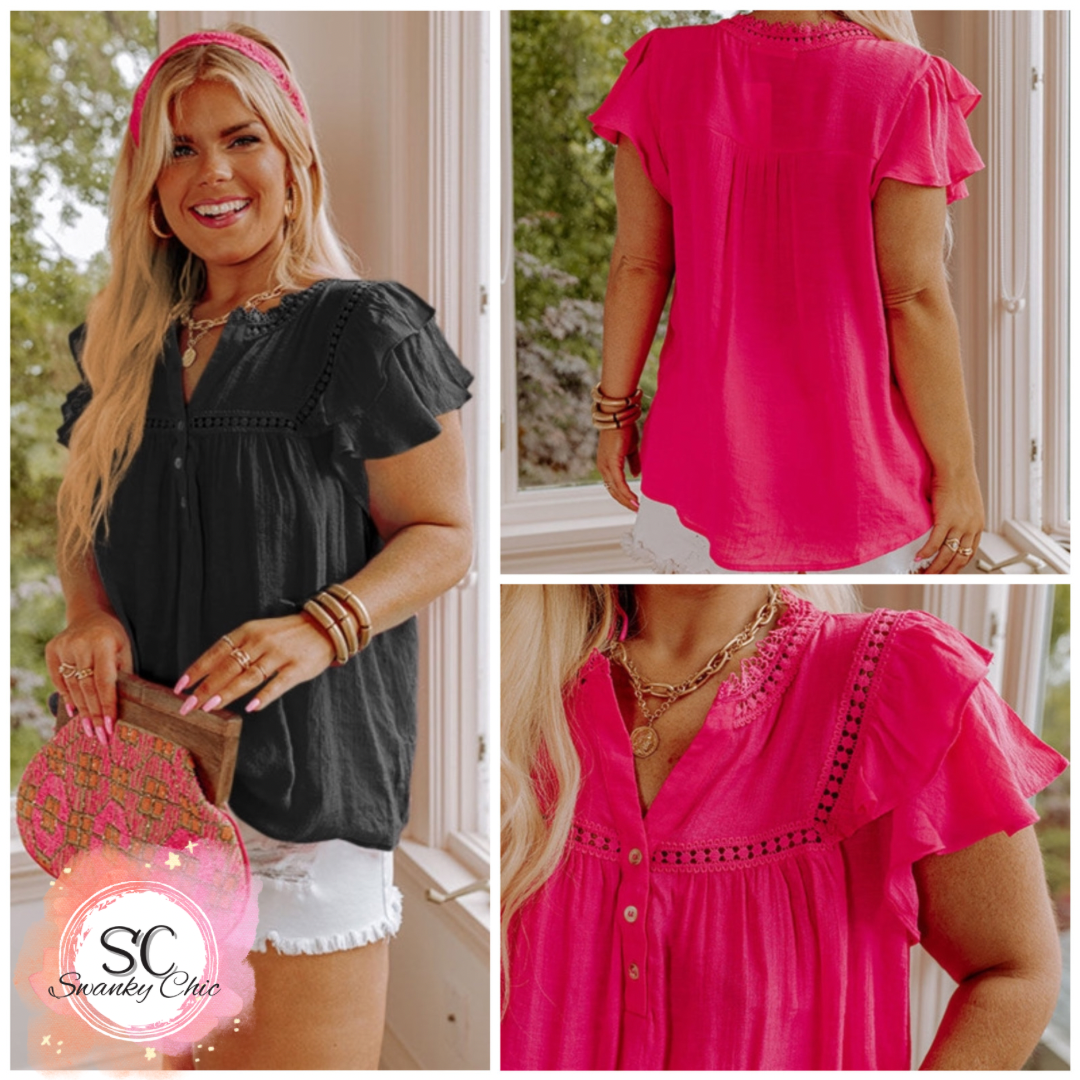 Sasha Conner — 1X, pink BOHO blouse