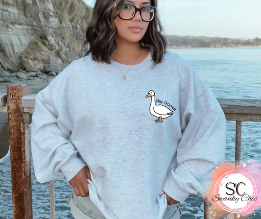 RaeAnn Kennedy — Silly Goose: Large, Heather slate, hooded sweatshirt