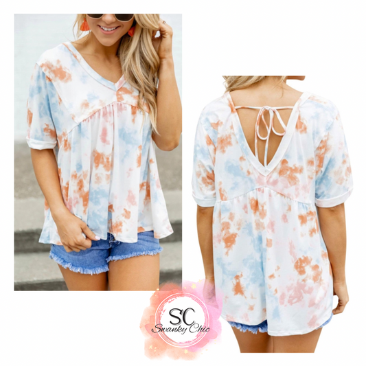 Sasha Conner — XL, boho tie dyed babydoll v-neck
