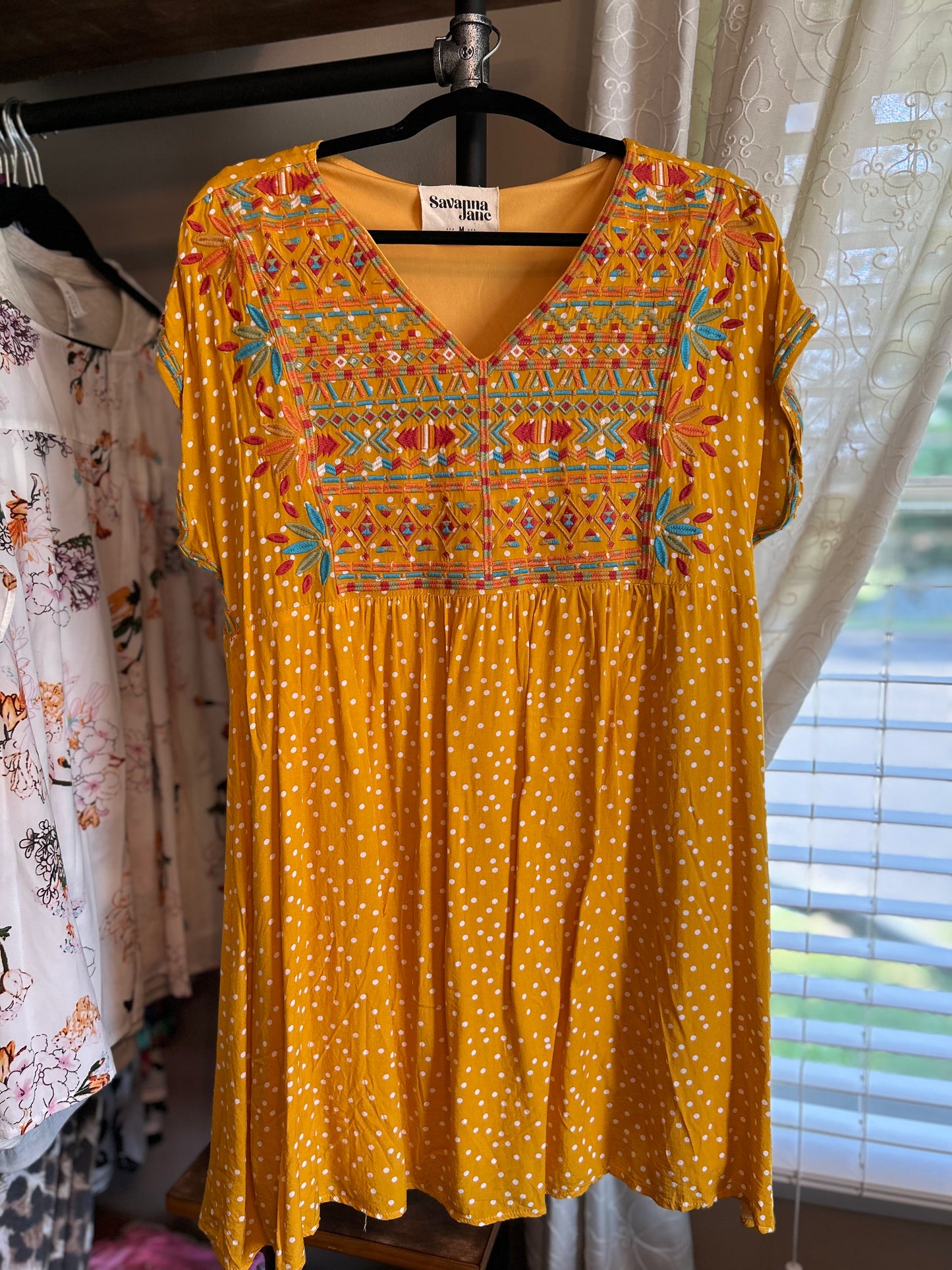Vanessa Hale Pearson — Medium, gold dress with embroidery