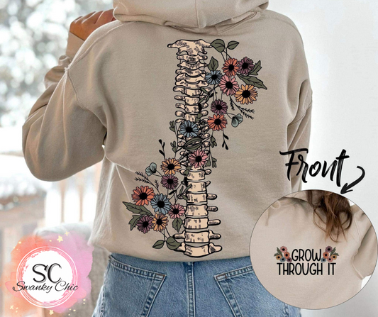 Theresa Rose McNew — (F+B) Grow through it: Medium, Heather Forrest, hooded sweatshirt