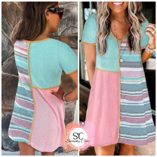 Ashley Green — XL, Boho patchwork dress