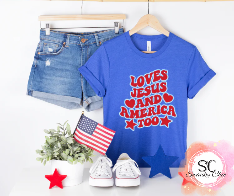 Allison Shoemaker — Loves Jesus and America too: Large, titanium, crewneck tee