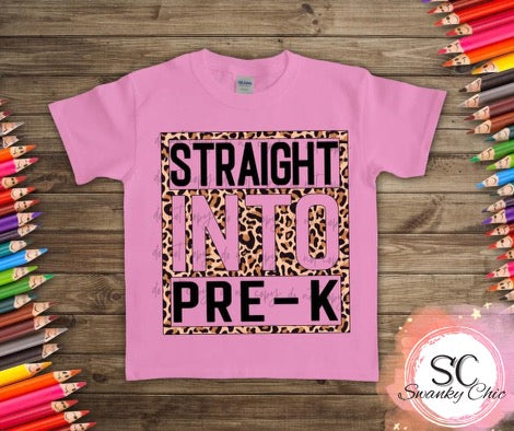 Paige Kassens — Straight into Pre-K leopard: 4T, ballerina pink, crewneck tee