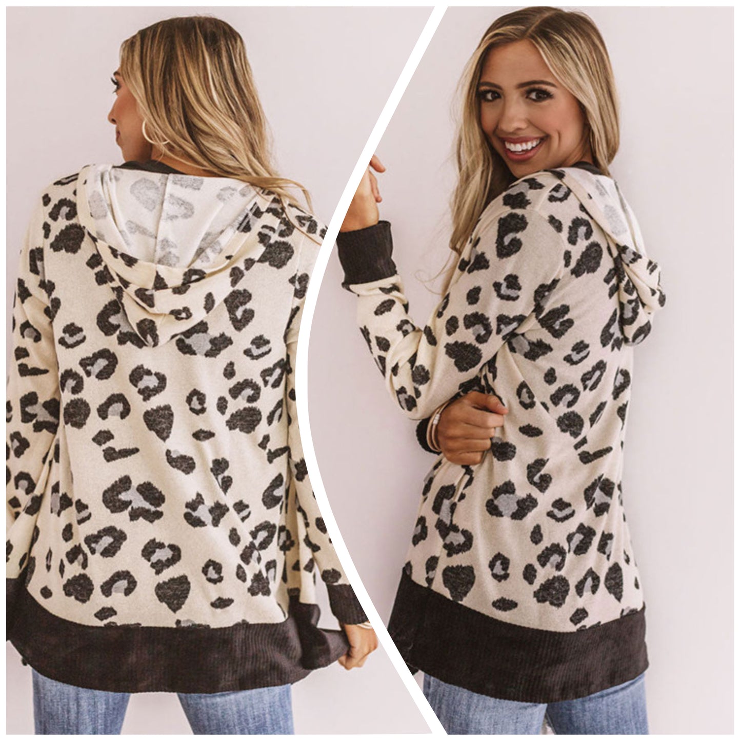 Courtney Byrd — X-Large, animal print open front cardigan
