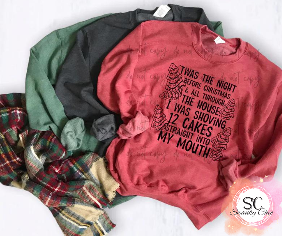 Sarah Cotter — ‘Twas the night before Christmas cakes: XL, crewneck sweatshirt