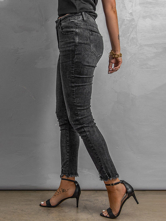 Teresa Rose McNew — medium, smoke, frayed skinnies