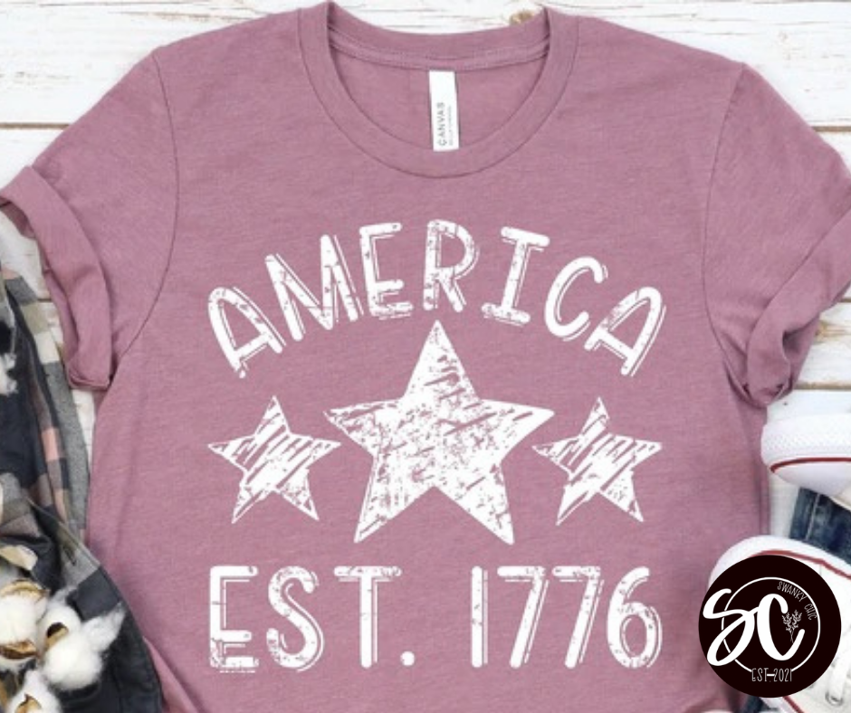 Teresa Aldrich Weesner — America Est. 1776: XL, red, v-neck tee