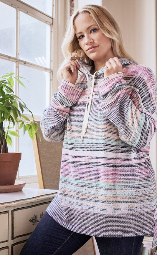 Sharon Pollitt — 2X, multi colored, vintage knit hoodie