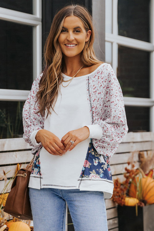 Susan Dungan — X-Large, patchwork floral oversized pullover