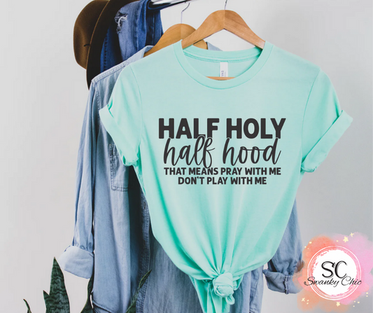 Stephanie Finney — Half holy half hood: large, red sleeve/heather body raglan