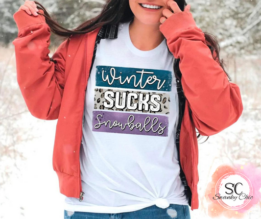 Sarah Gabbard — Winter Sucks snowballs: Large, (surprise), crewneck sweatshirt