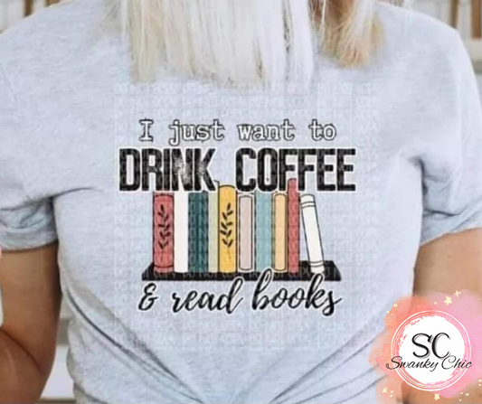 Angi Symons — drink coffee and read books: XL, crewneck tee