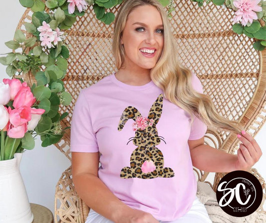 Angela Hankins — Leopard bunny butt: XL, peach, crewneck tee