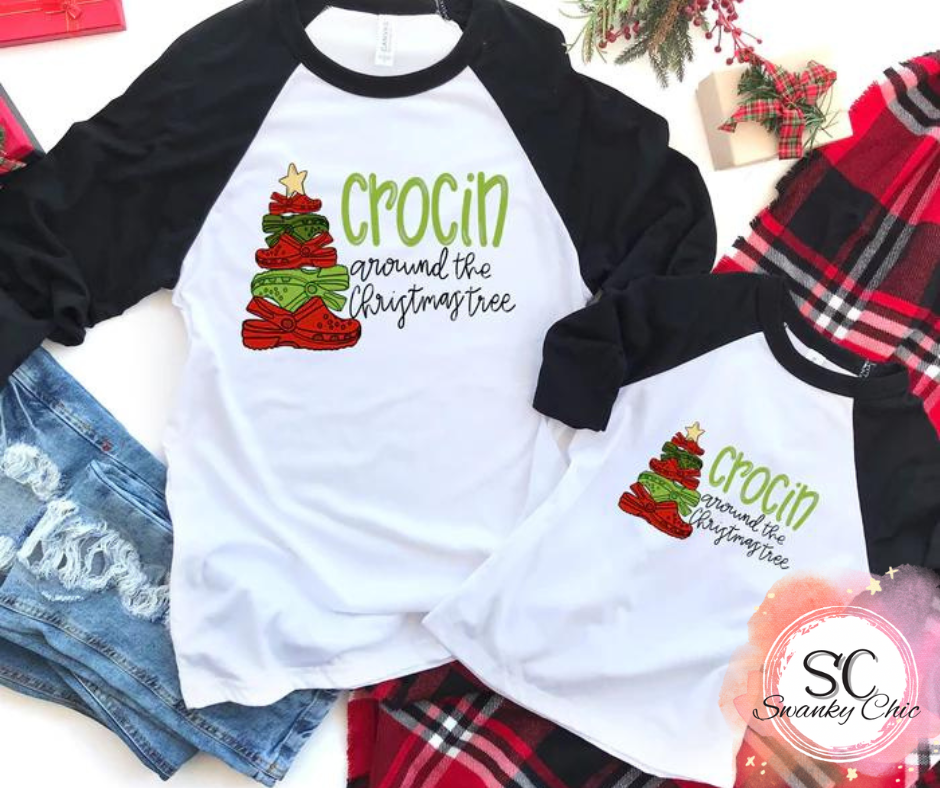 Emily Debney — Crocin: Youth 6, black sleeve/ white body raglan