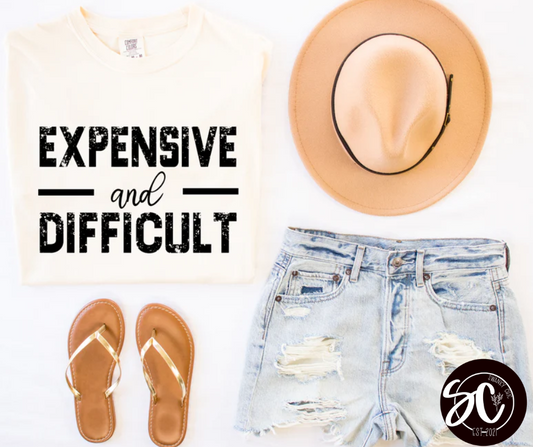 Tiffany Torbeck — Expensive & Difficult: Medium, white (Gildan soft style) crewneck tee