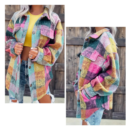 Amanda Jones Reuss — Large, green multicolor plaid shacket