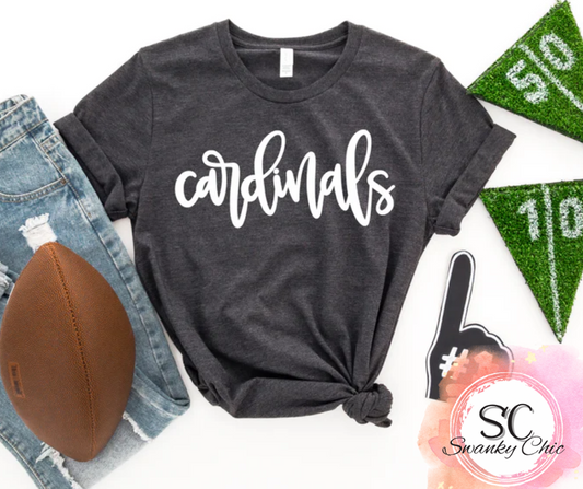 Amber Brown — Cardinals script: Medium, vintage navy/premium Heather, raglan tee