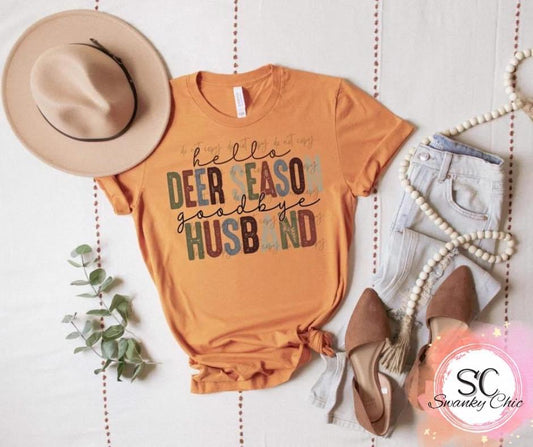Sarah Cotter — Hello deer season goodbye husband: XL,  crewneck sweatshirt