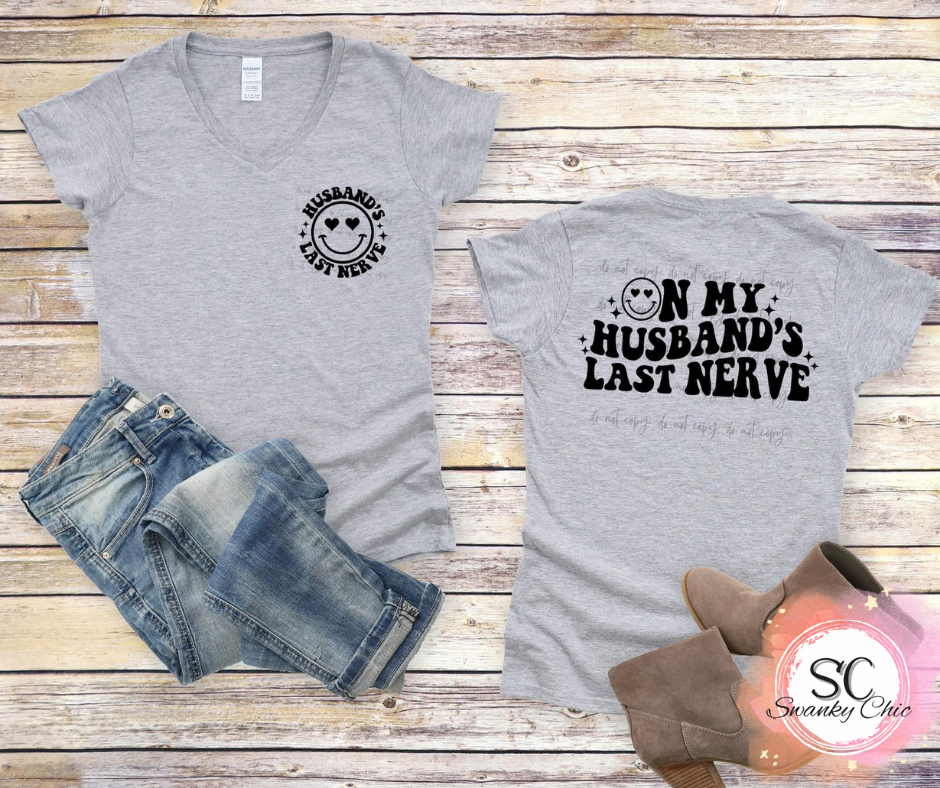 Sarah Rolli — On my husbands last nerve: Large, athletic Heather, crewneck tee