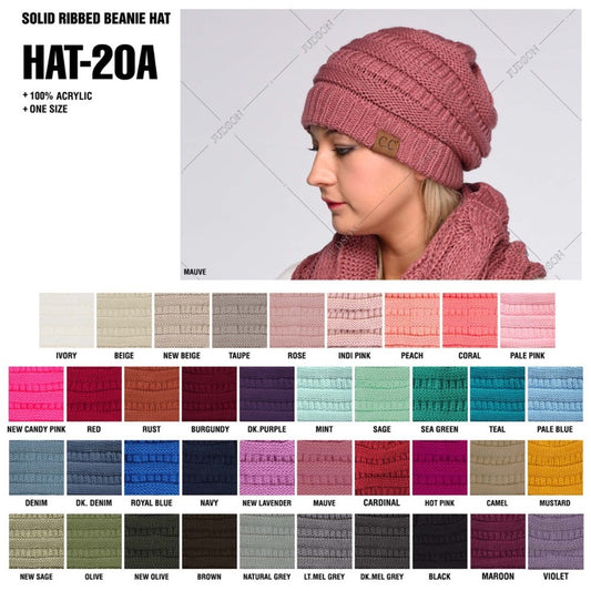 Stacy Manter-Alexander — C.C. Solid Ribbed Beanie: New Candy Pink