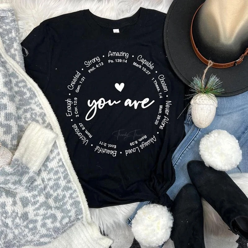 Amber Sams Pence — You are💗: Small, cardinal, crewneck tee