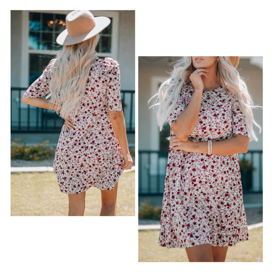 Ashley Green — XL, Floral mini dress