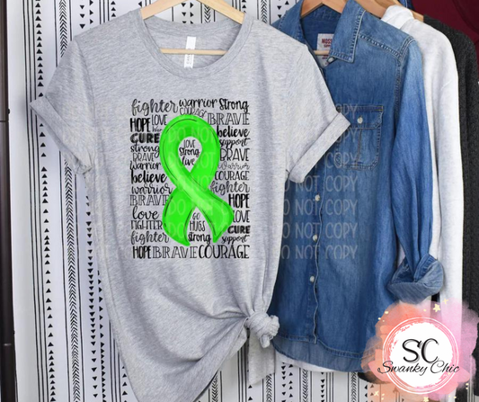 Stephanie Finney — Green ribbon awareness: Large, Heather stone, v-neck tee