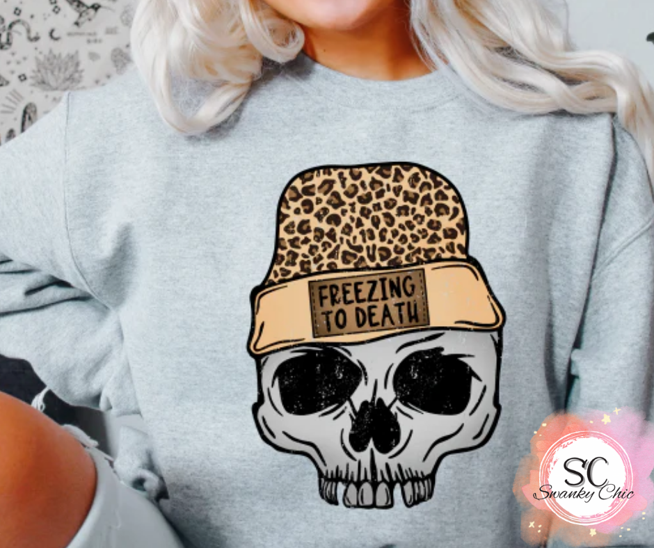 Sarah Gabbard — Freezing to death: Large, Heather navy, crewneck sweatshirt