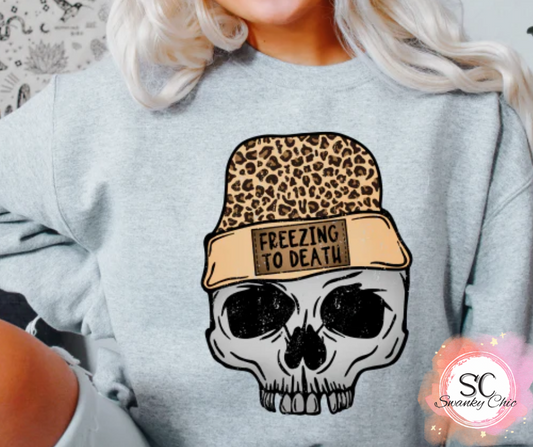 Sarah Gabbard — Freezing to death: Large, Heather navy, crewneck sweatshirt