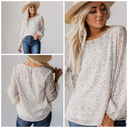 Amber Brown — Large, animal print blouse
