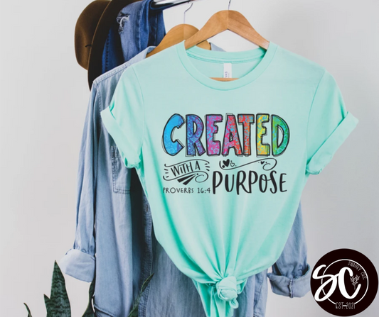 Angi Symons — created with a purpose: Large, mint crewneck tee