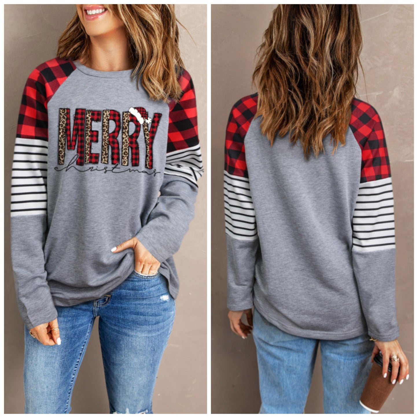 Stephanie Finney — Large, festive colorblock sweatshirt