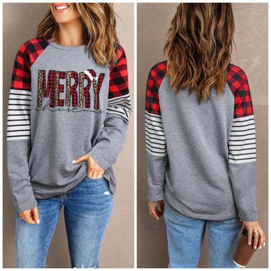 Stephanie Finney — Large, festive colorblock sweatshirt