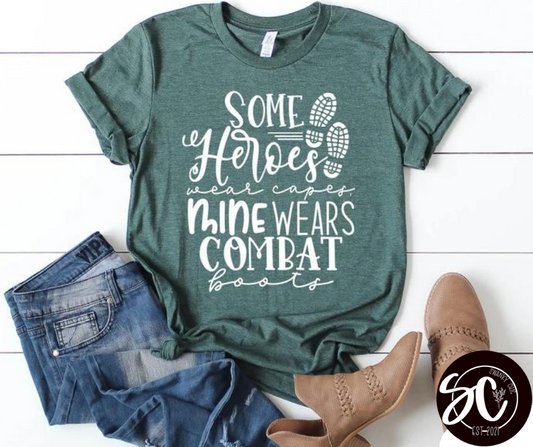 Paige Kassens — mine wears combat boots: Large, girly color, crewneck tee