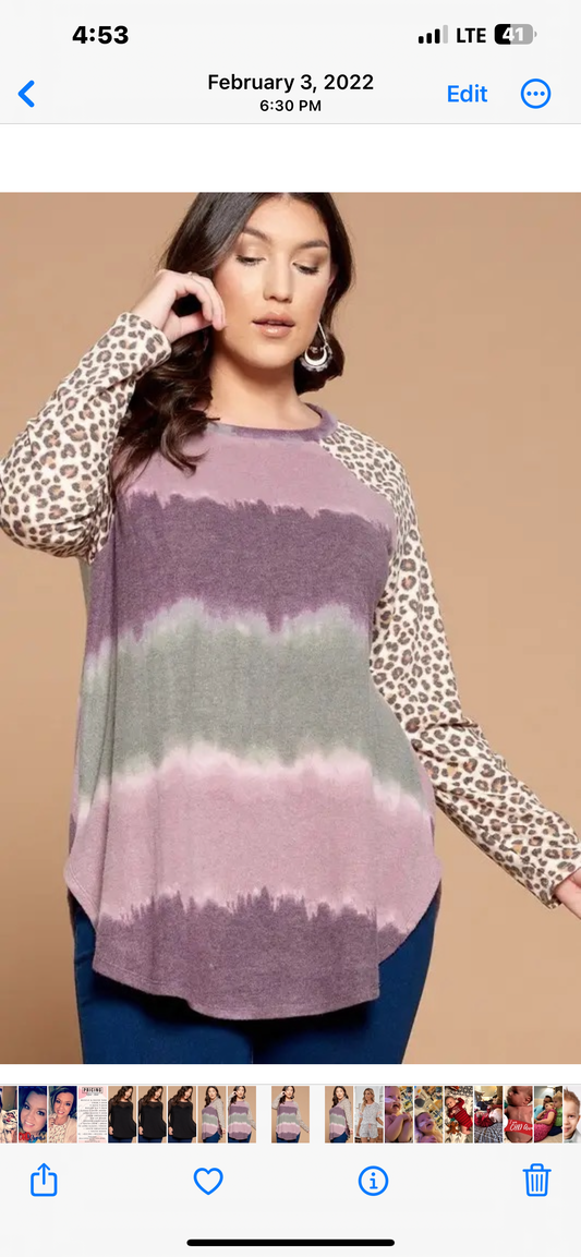 Shannon Chaney Melfe — 3X, ombré leopard tunic top