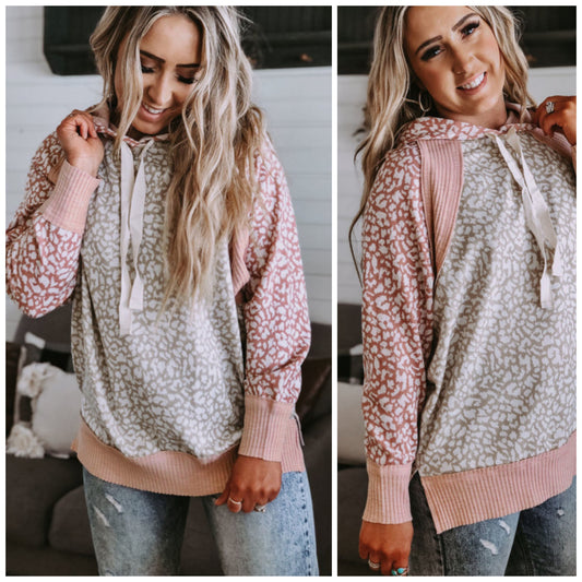 Tasha Kauffman — 2X, leopard rib knit hoodie