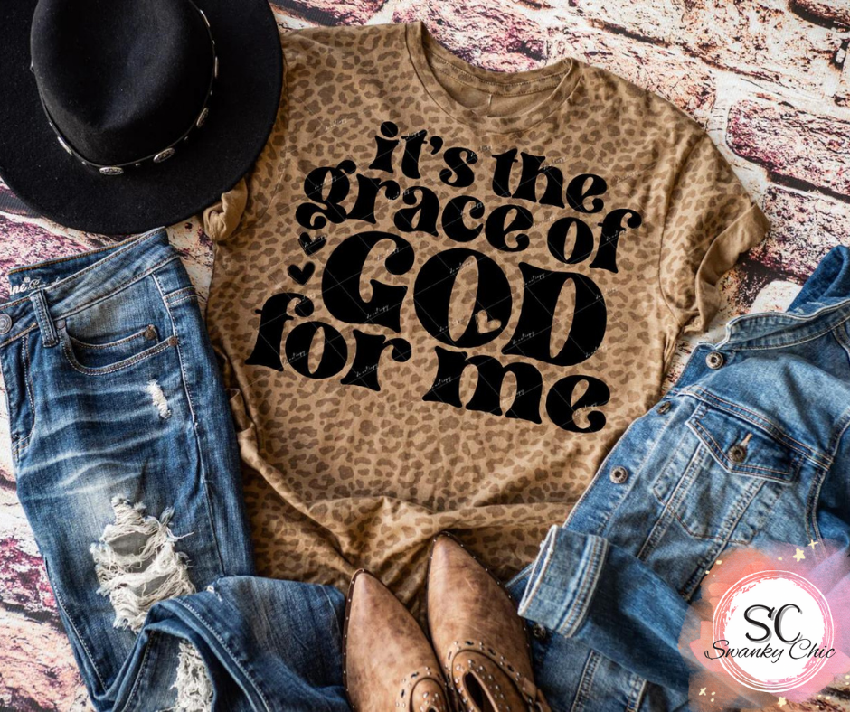 Debbie Warner — it’s the grace of God for me: XL, brown leopard, crewneck tee