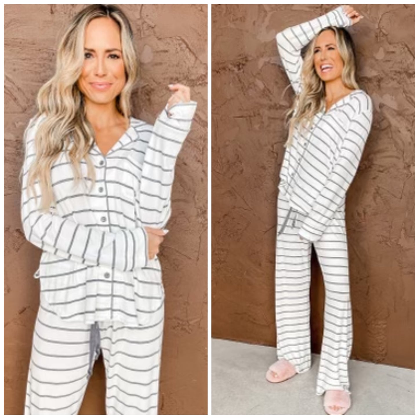 Jessica Estes — 2X, leopard / striped lounge set