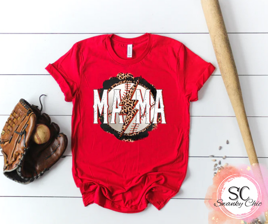 Ashleigh Sima — ⚾️ Baseball⚡️Mama: Large, red, crewneck tee