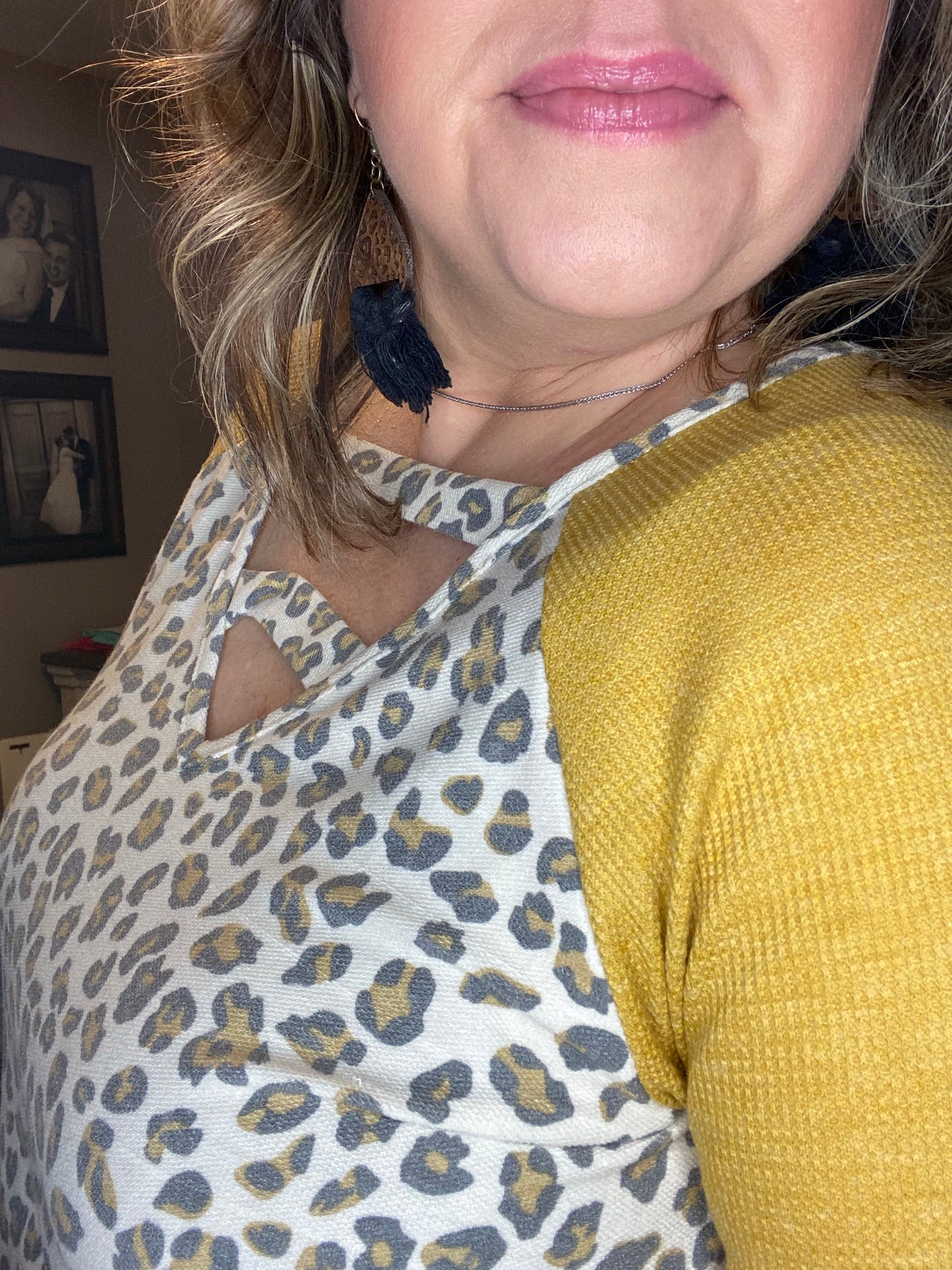 Kristin Nicole — XL, mustard/leopard top