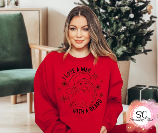 Amber Baker Buchs — I love a man with a beard🎅🏼: 3X, red, crewneck sweatshirt