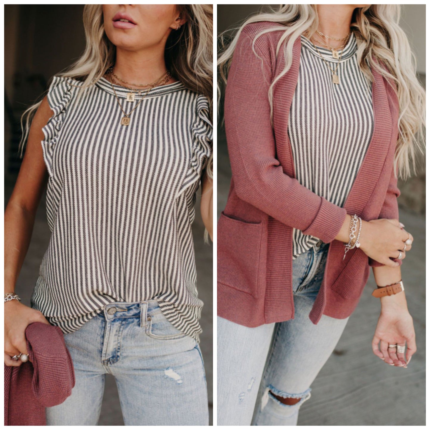 Sarah Ferguson Cotter — XL, striped sleeveless top