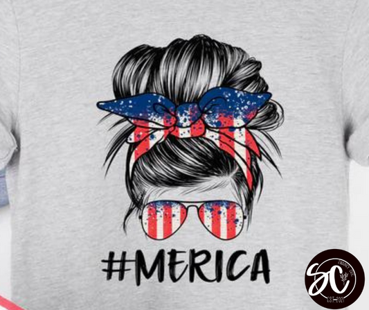 Amber Baker Buchs — #Merica (top knot): 2X, athletic Heather, crewneck tee