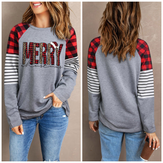 Sarah Gabbard — Large, festive colorblock sweatshirt