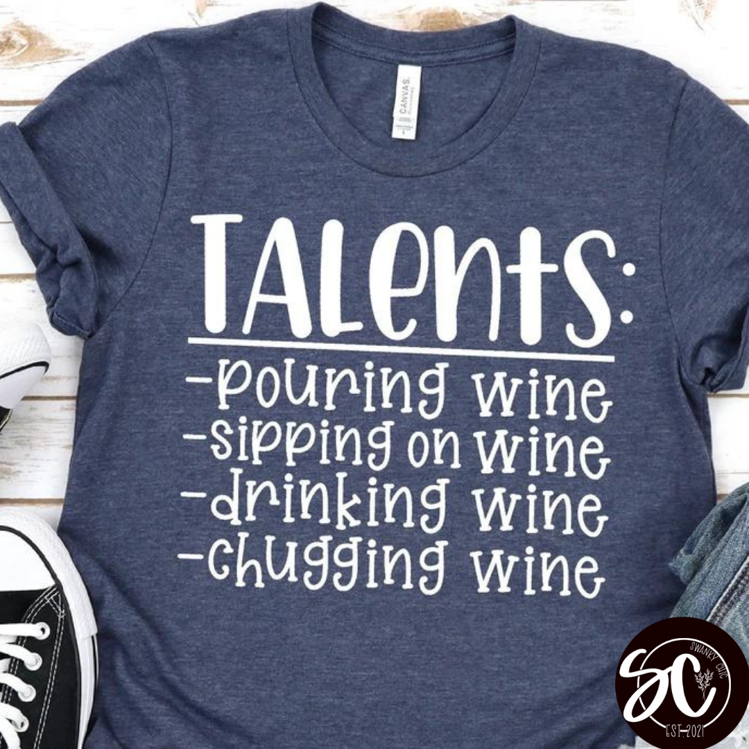 Sharon Pollitt — Talents Wine: XL, Heather navy, crewneck tee