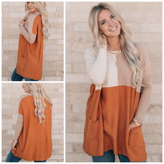 Adrienne Rohrdan-Catron — 2X, colorblock tunic with pockets