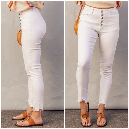 Sarah Cotter — 16, white high waisted denim jea